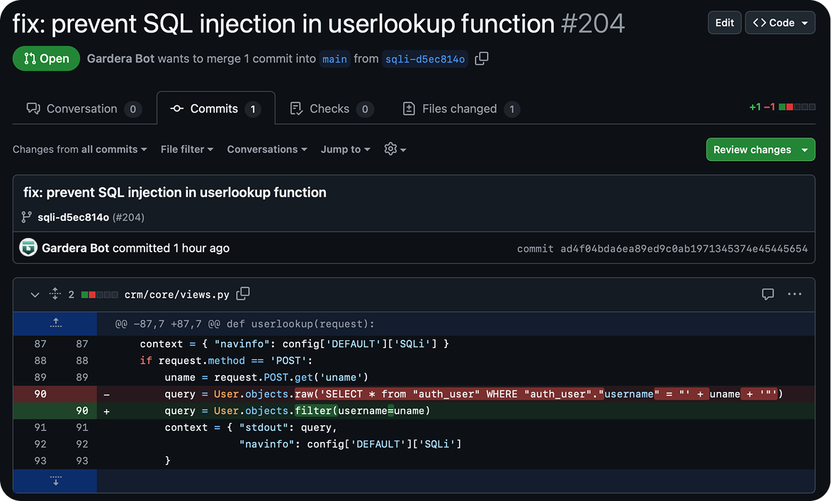 Autonomous vulnerability fixes